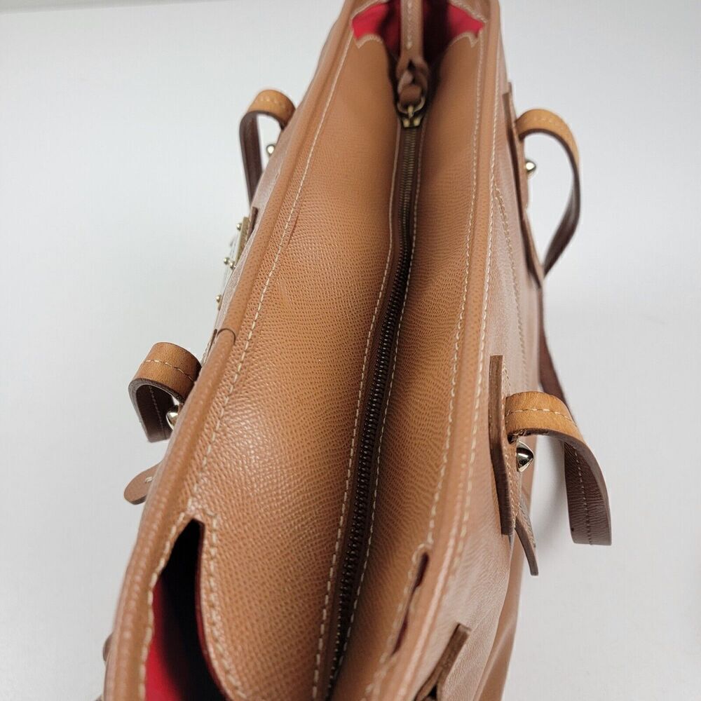 Dooney & Bourke Davis Tassel Saffiano Zip Shopper Tote Pebble Tan Leather Purse - Picture 13 of 16